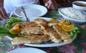 Frische Seezunge in der Bar do Arante, Pantano do Sul